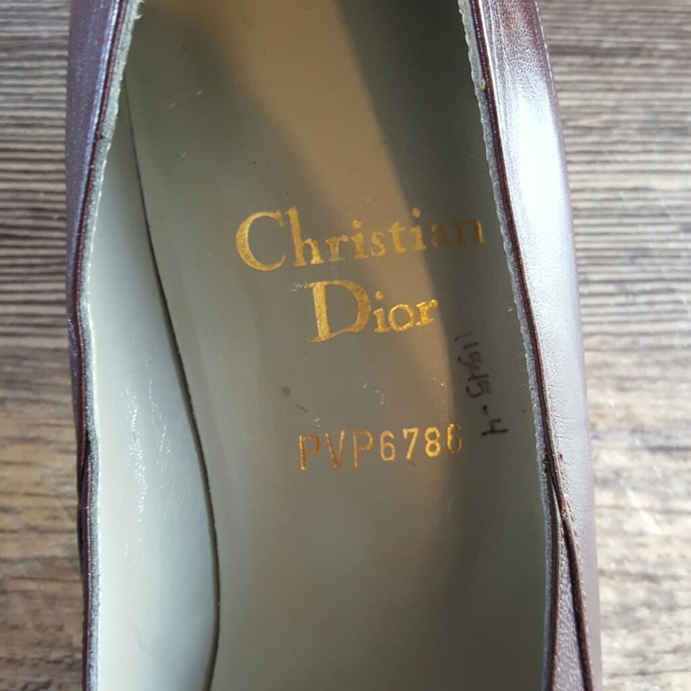 Vintage Christian Dior brown leather shoes women slip on size 38 luxury casual - Picture 8 of 8
